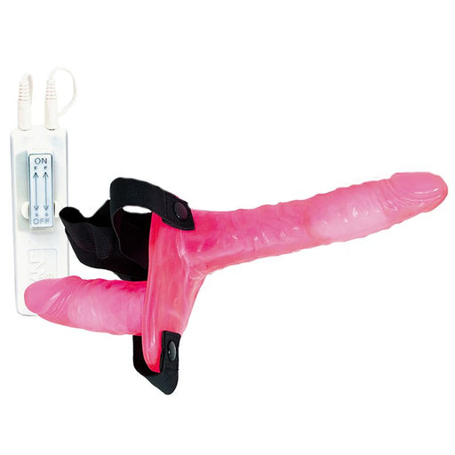 Joyride Pink Duo Double Penis Vibrating Dildo Strap On - AEX Toys