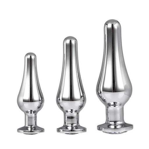 Gleaming Butt Plug Set Silver - AEX Toys
