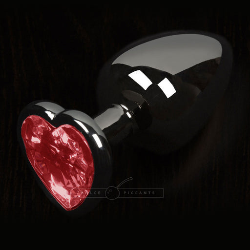 Dolce Piccante Graphite Style Small Anal Plug Red Heart Gem - AEX Toys