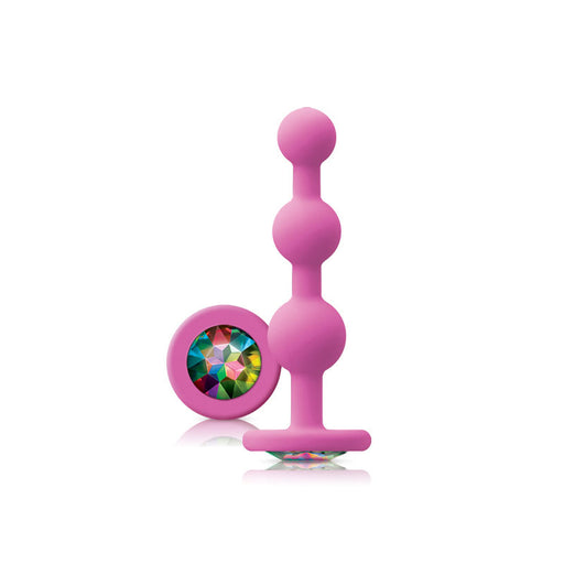 Glams Pink Ripple Anal Plug Rainbow Gem - AEX Toys