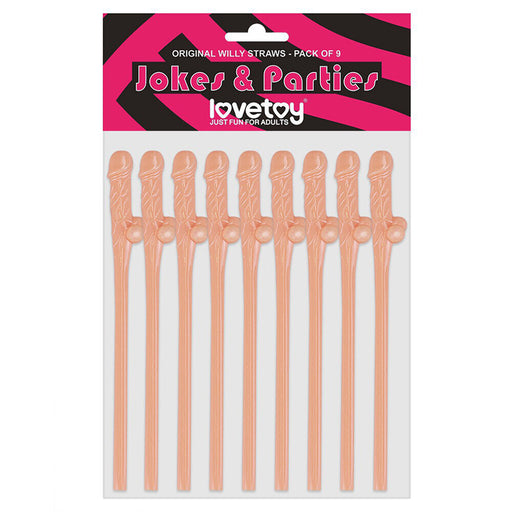 Lovetoy Pack Of 9 Willy Straws Flesh Pink - AEX Toys