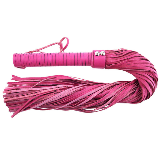 Rouge Garments Large Pink Leather Flogger - AEX Toys