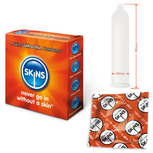 Skins Condoms Ultra Thin 4 Pack - AEX Toys