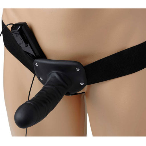 Deluxe Vibro Erection Assist Hollow Silicone Strap On - AEX Toys
