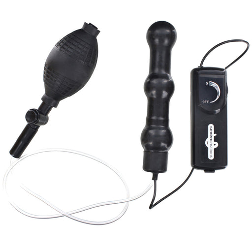 Zepplin Unisex Inflatable Vibrating Anal Wand Black - AEX Toys