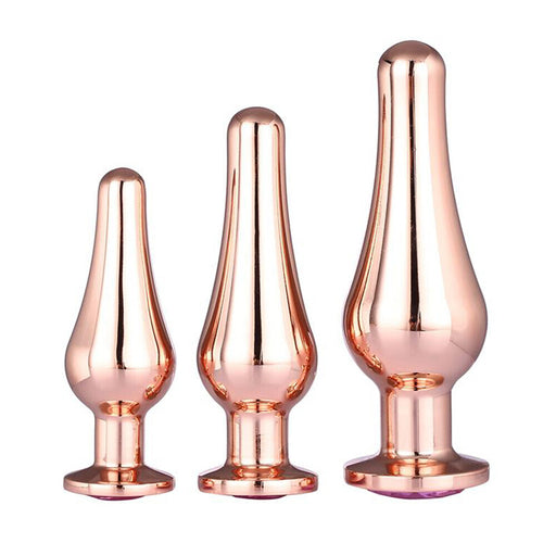 Gleaming Butt Plug Set Rose Gold - AEX Toys