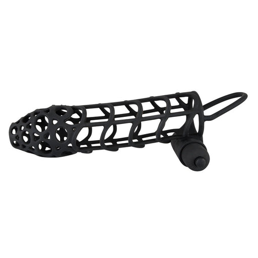 Black Velvet Soft Touch Penis Cage Sleeve And Vibe - AEX Toys