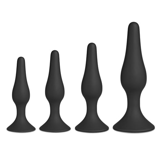 Set of Four Silicone Butt Plugs Black - AEX Toys