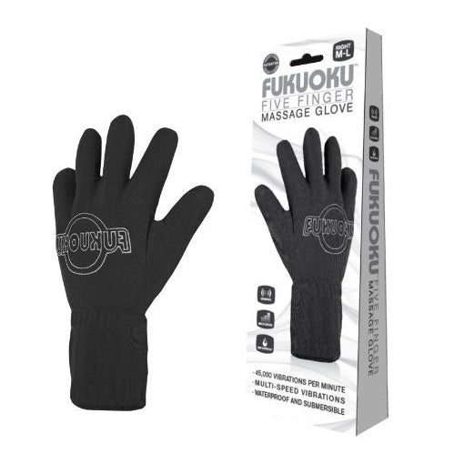 Fukuoku Vibrating Five Finger Massage Glove Left Hand - AEX Toys