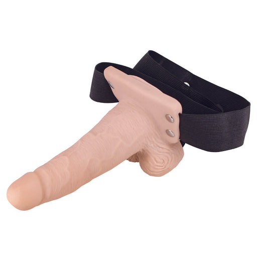 Erection Assistant Hollow Vibrating StrapOn 6 inch Flesh Pink - AEX Toys