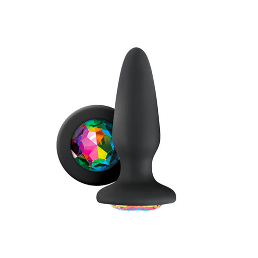 Glams Silicone Rainbow Gem Butt Plug Black - AEX Toys