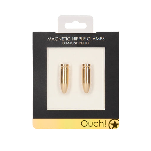 Ouch Magnetic Nipple Clamps Diamond Bullet Gold - AEX Toys