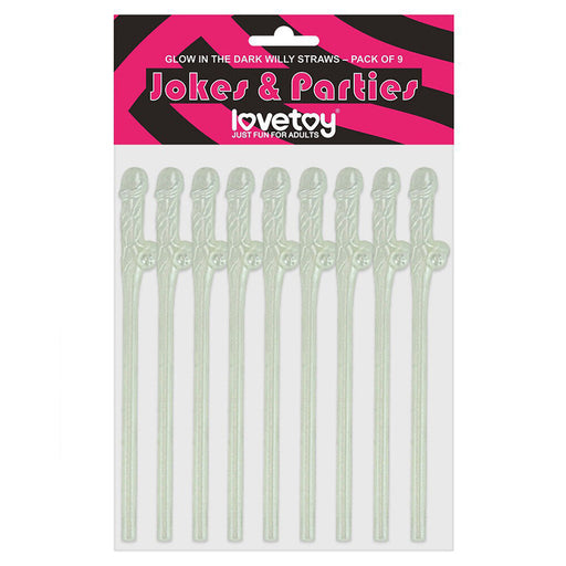 Lovetoy Pack Of 9 Willy Straws Glow In The Dark - AEX Toys