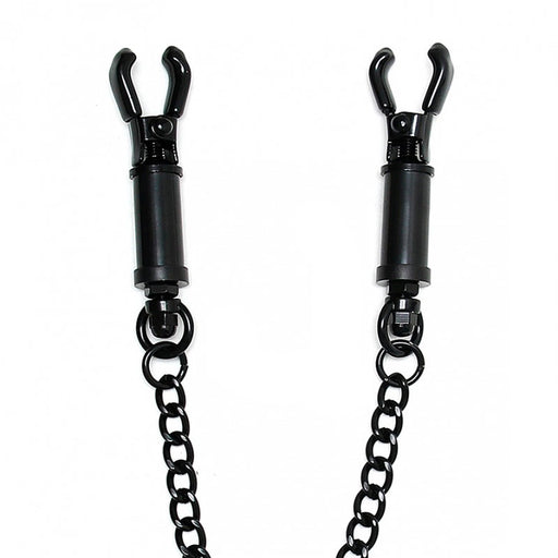 Black Metal Adjustable Nipple Clamps With Chain - AEX Toys