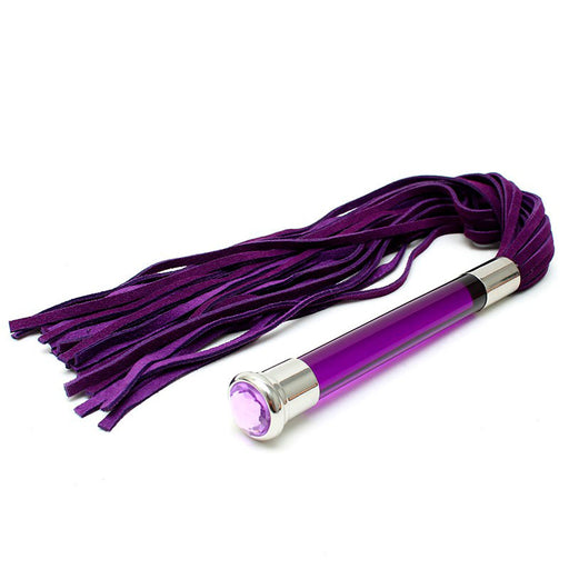 Purple Suede Flogger With Glass Handle And Crystal - AEX Toys