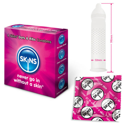 Skins Condoms Dots And Ribs 4 Pack - AEX Toys