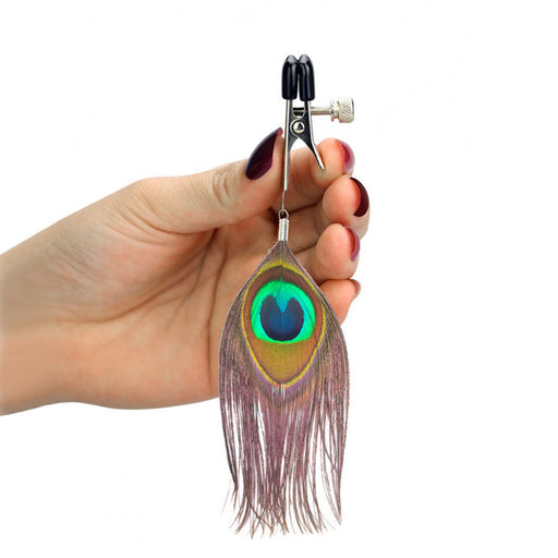 Nipple Clamps With Peacock Feather Trim - AEX Toys